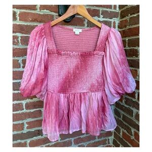 EUC G.P.D. Smocked Top in Pink Ombré  Size Small